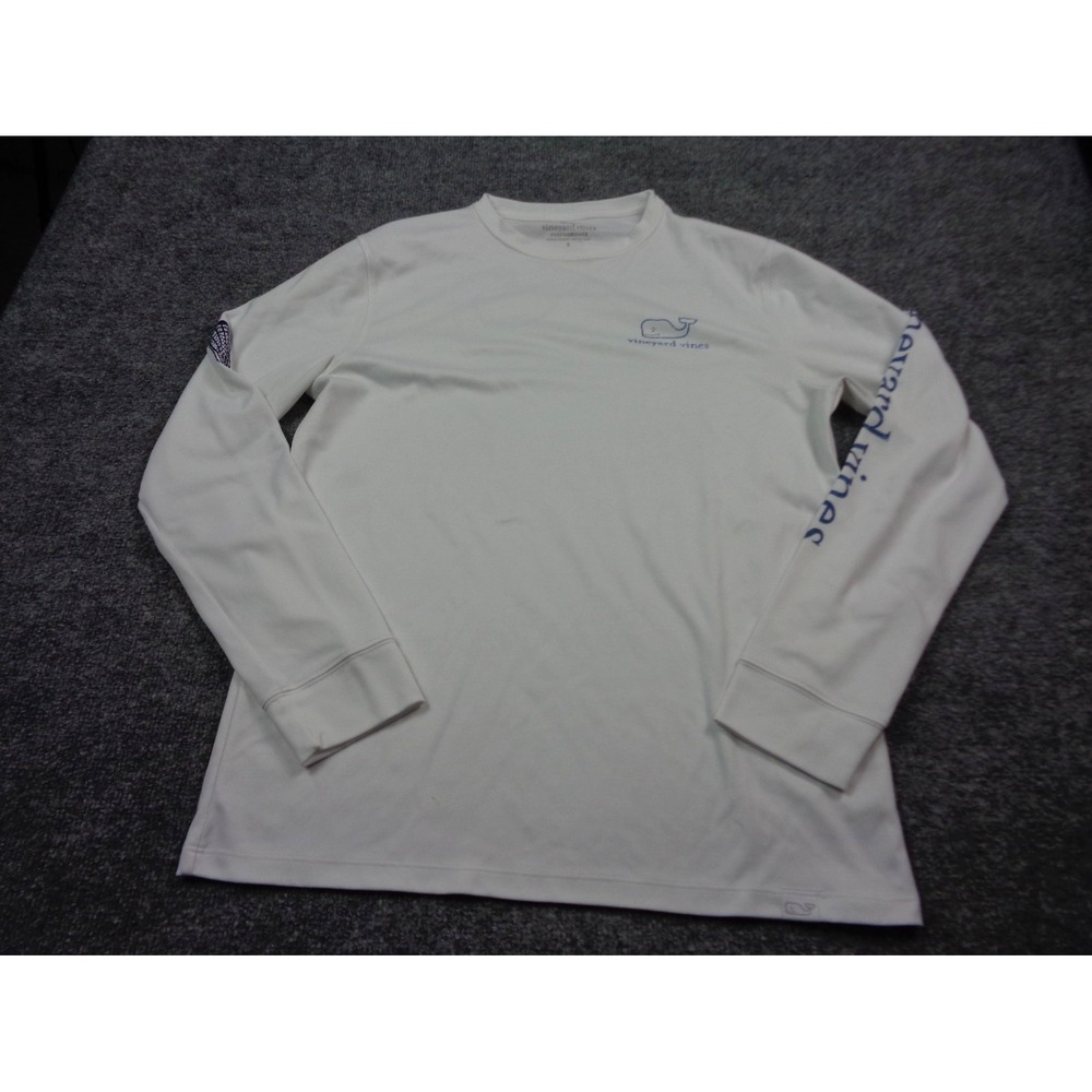 Vineyard Vines Performance Shirt Mens S White Long Sleeve Lacrosse Graphic